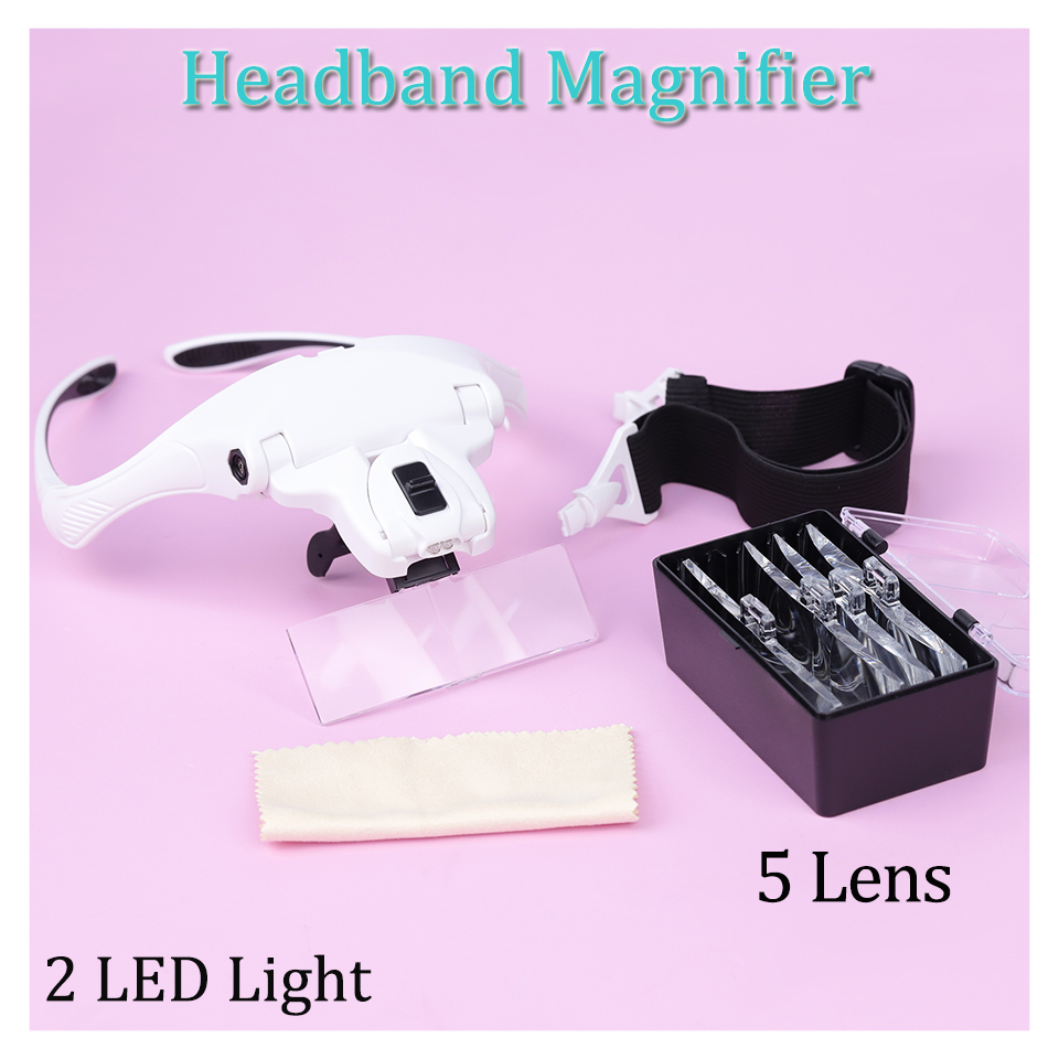 Eyelash Extension With Glasses - Eyelash Extensions 5 Lens Adjustable Headband