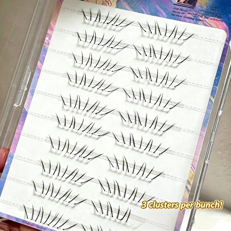 Eyelash Extension With Glue - Natural Comic Lower Lash Extension Clusters