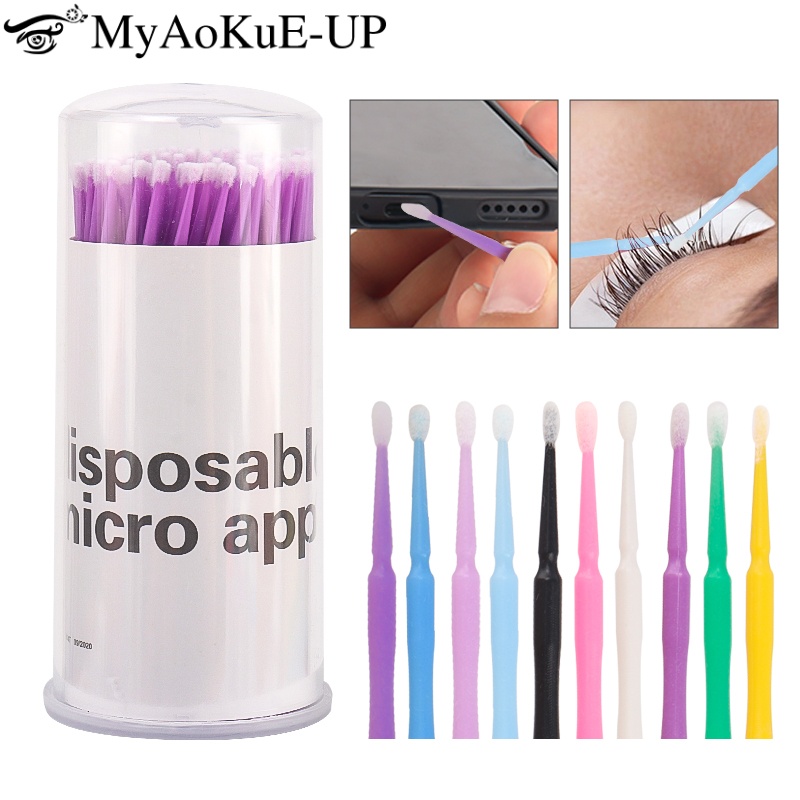 Micro Brush Applicator - 100pcs Disposable Eyelash Brush Lash Extension