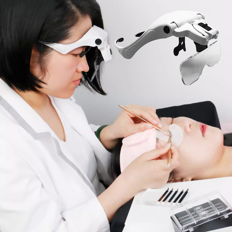Eyelash Extension With Glasses - 5 Lens Adjustable Magnifier Eyelash Extension