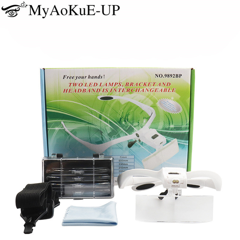 Eyelash Extension With Glasses - 5 Lens Adjustable Headband Magnifying Glass