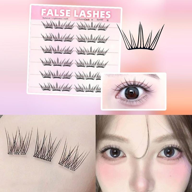 Eyelash Extension With Glue - 6 Rows Dense Natural False Eyelashes