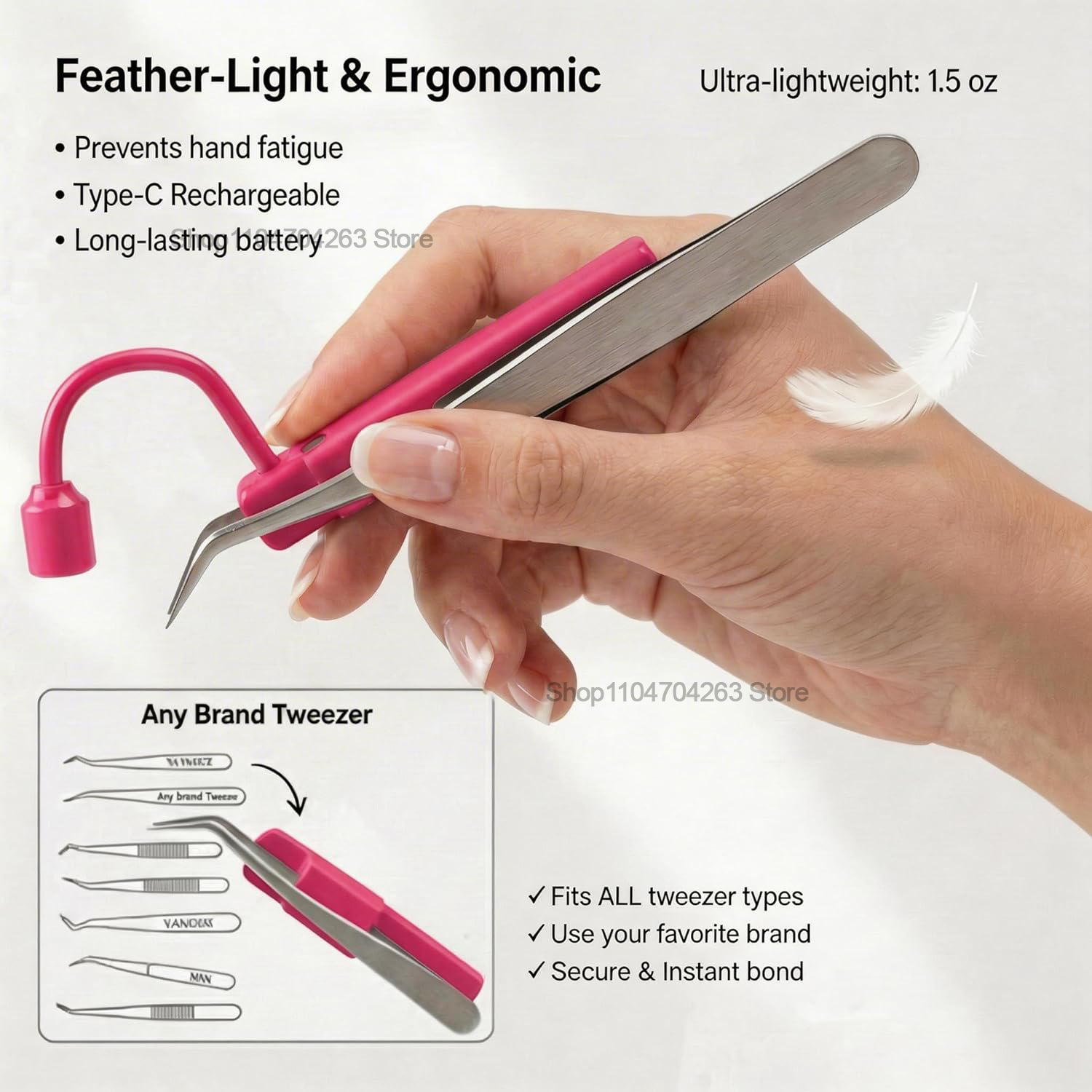 Mini UV Lash Light 180° Rotati - огляд і ціна Lash Extension Tweezers